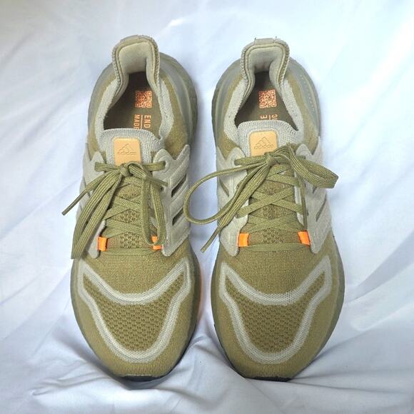 Adidas Mens 7.5 Ultraboost 22 Running Athletic Shoe in Green Orange - Picture 11 of 16